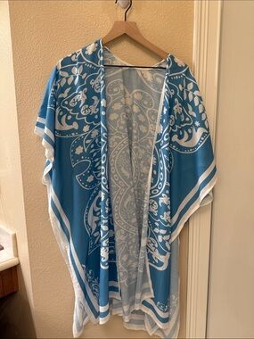 Amazon Essentials Blue and White Paisley Throw Cover
